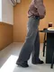 LINENNE－lazy washing denim (washed black)：水洗黑牛仔長褲
