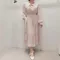 【預購】正韓  蕾絲領優雅綁帶收腰雪紡長洋裝(有口袋)