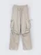 LINENNE－washed cargo ribbon wide pants (2color)