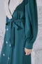 復古荷葉大翻領 雙排釦外套/洋裝 ＿附腰帶 (3色：綠)