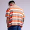 預購-oversize短版橫條紋短袖上衣-橘色