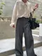 LINENNE－basic cotton wide pants (2color)：造型細褶寬褲