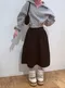 LINENNE－ribbon flare skirt (2color)：腰部綁帶喇叭裙