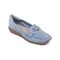 seAVIENTA 柔軟山羊皮革飾釦休閒平底鞋-藍色
