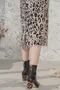 豹紋開衩溫潤彈性針織裙｛小貓 Pick｝
