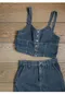 98doci made－OAT/COBS Denim Bustier Top - Denim 短版牛仔吊帶上衣