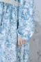 藍色水墨素描 布蕾絲織帶洋裝