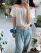 LINENNE品牌自訂款－sweetpea lace blouse (ivory)：蕾絲領短版襯衫