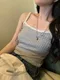 LINENNE－saint sleeveless (ivory)：羅紋肩帶條紋背心