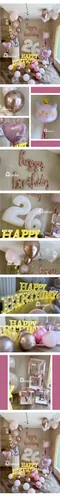 氣球外送：奶霜玫瑰冰淇淋生日佈置套組[DNB1000001]