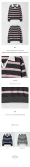 ourhope－Stripe Logo Collar Sweatshirt