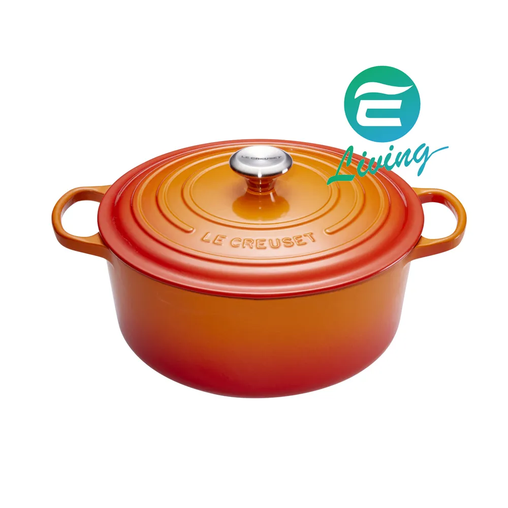 Le Creuset 圓型鑄鐵鍋22cm 3.3L 火焰橘#21177220902430