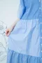 藍色條紋拼接 荷葉袖襯衫洋裝_(S~L)